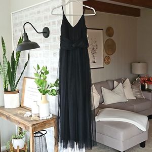 NWT! Christian Siriano V-neck Knotted Tulle Long Black Formal Dress Size 2